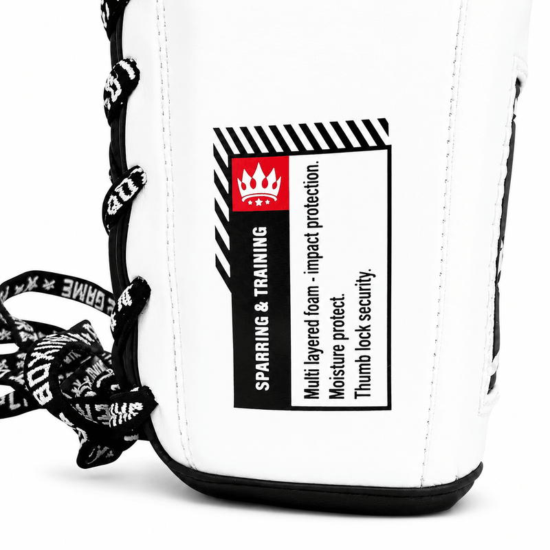 Playerz SparTech Lace Boxing Gloves - White/Black