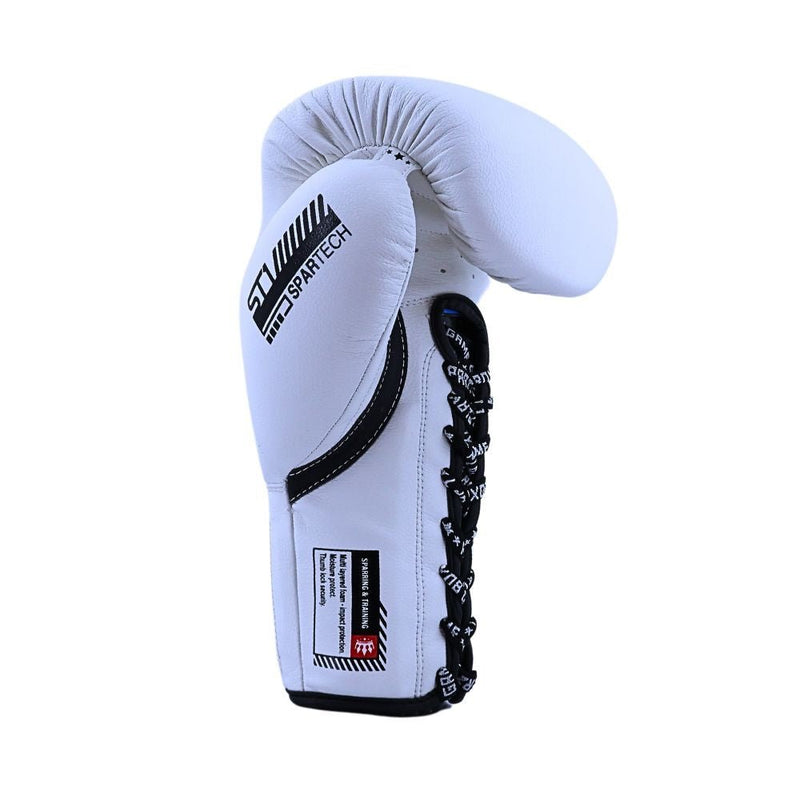 Playerz SparTech Lace Boxing Gloves - White/Black