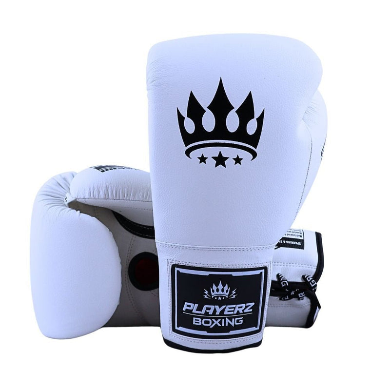 Playerz SparTech Lace Boxing Gloves - White/Black