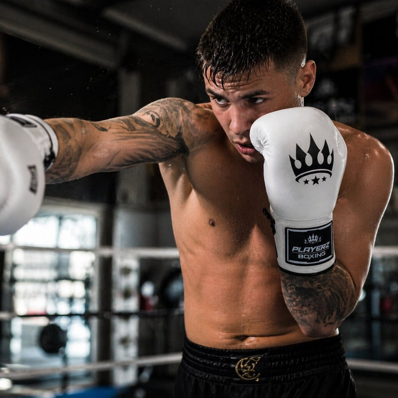 Playerz SparTech Lace Boxing Gloves - White/Black