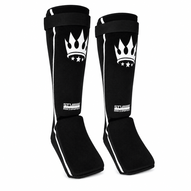 Playerz Spartech Lightweight Cotton Shin Guards - Black/White - Adult & Kids