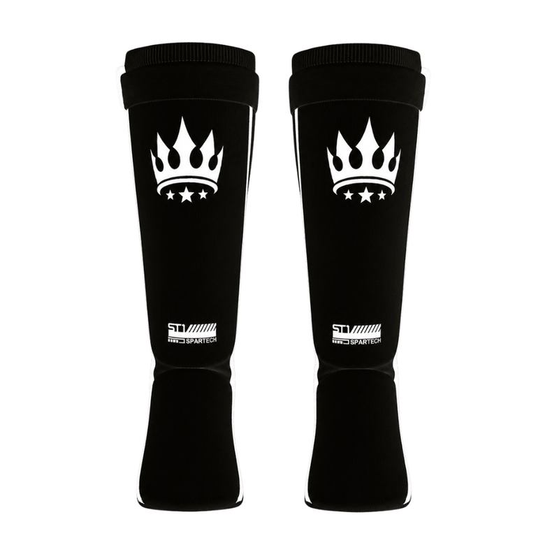Playerz Spartech Lightweight Cotton Shin Guards - Black/White - Adult & Kids