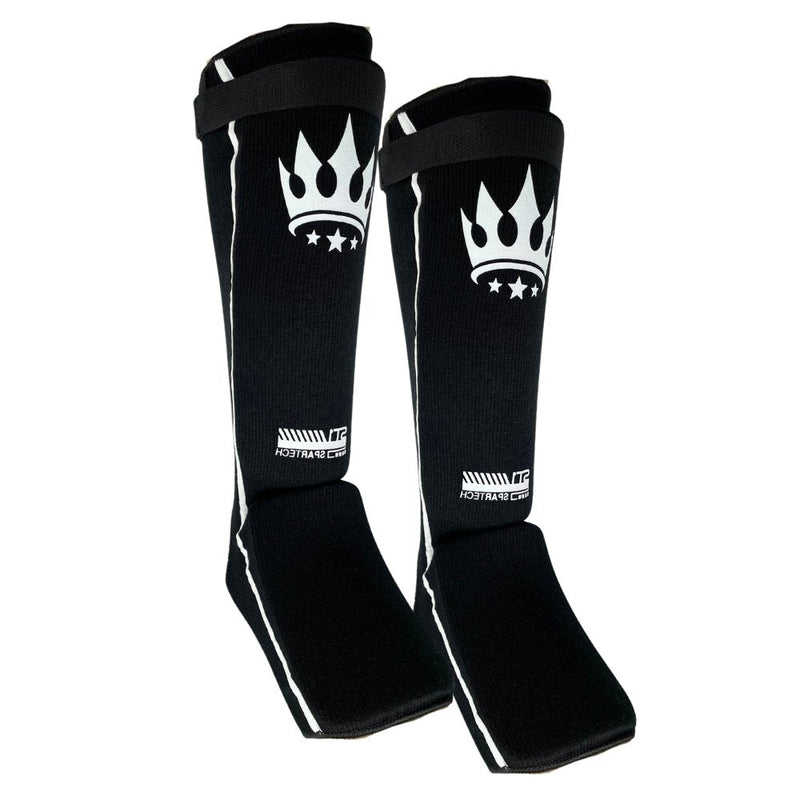 Playerz Spartech Lightweight Cotton Shin Guards - Black/White - Adult & Kids