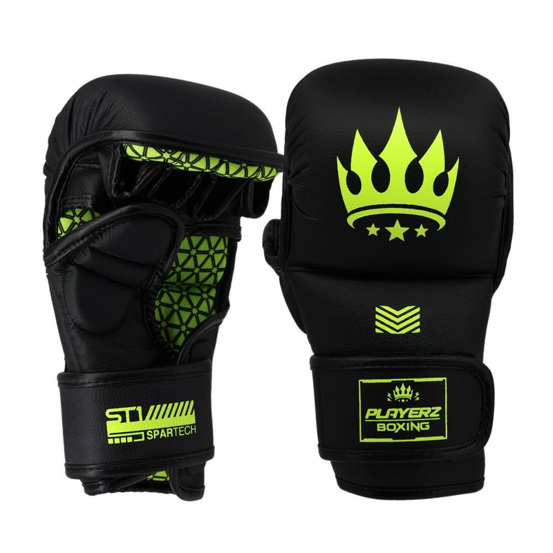 Playerz SparTech MMA Sparring Gloves - Black/Neon