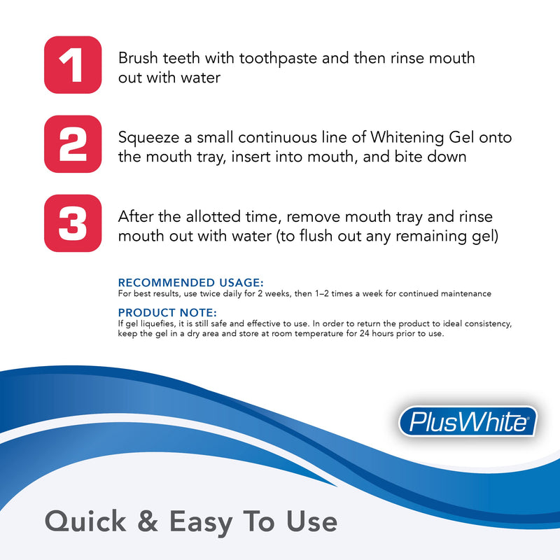 Plus White Whitening Kit - 5 Minute Speed Whitening Gel & Comfort Fit Mouth Tray - Professional Teeth Whitening Kit w/Dentist Approved Ingredient for Tooth Whitening (2 oz)