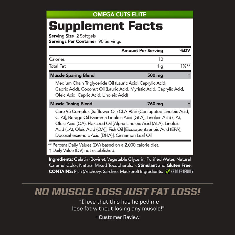PMD Omega Cuts Elite – Fat Loss & Muscle Definition Formula (180 Softgels) – Stimulant Free