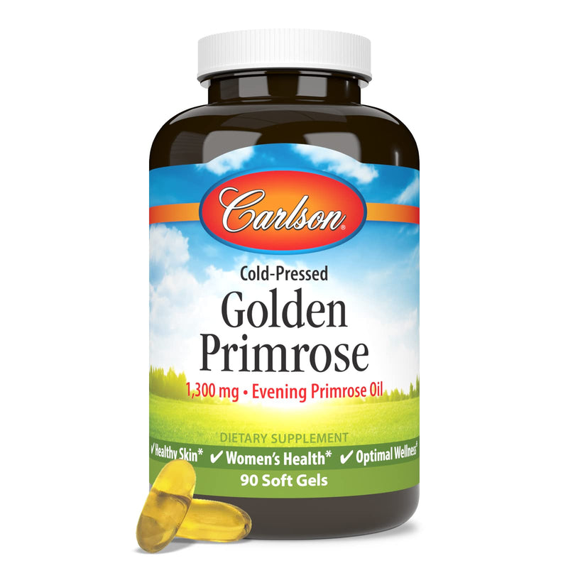 Carlson Golden Primrose 1300 mg Evening Primrose Oil — Cold-Pressed, 90 Softgels