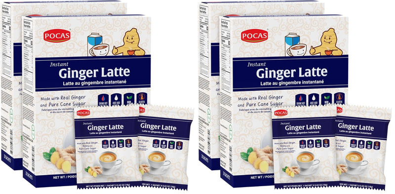 POCAS Ginger Latte Instant Tea 4-Pack - Ginger Extract, Non-Dairy Creamer