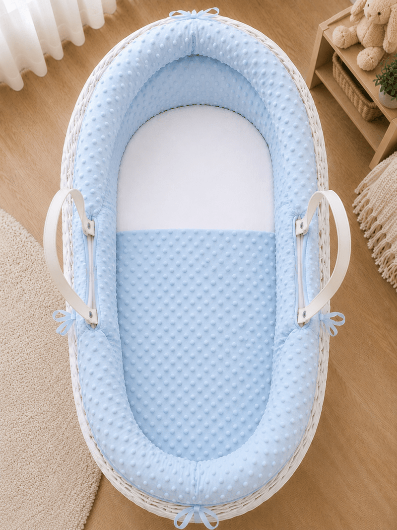 Pod Blue Dimple Moses Basket Bedding Set