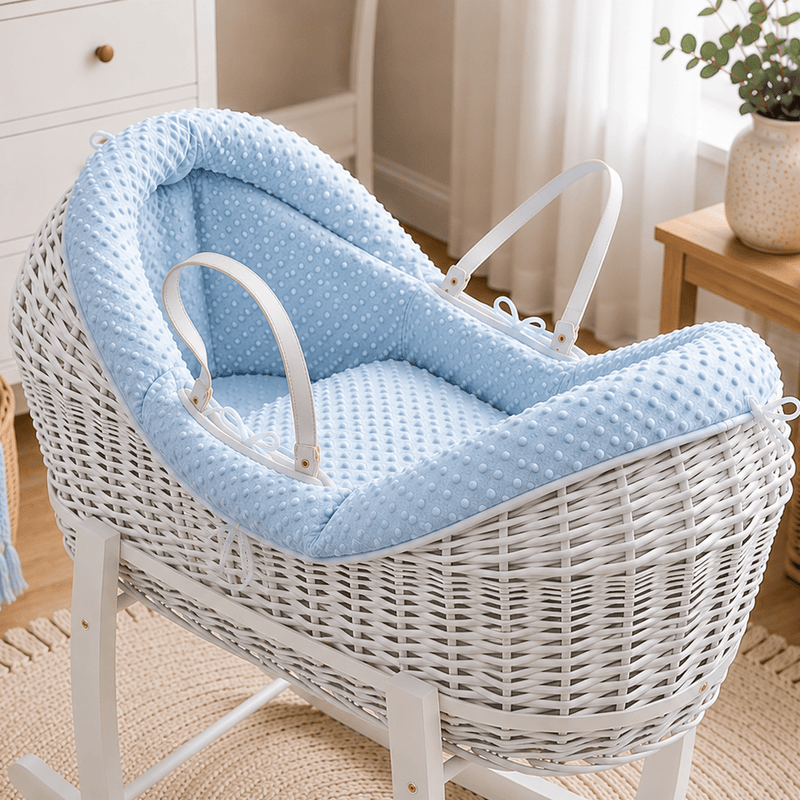 Pod Blue Dimple Moses Basket Bedding Set