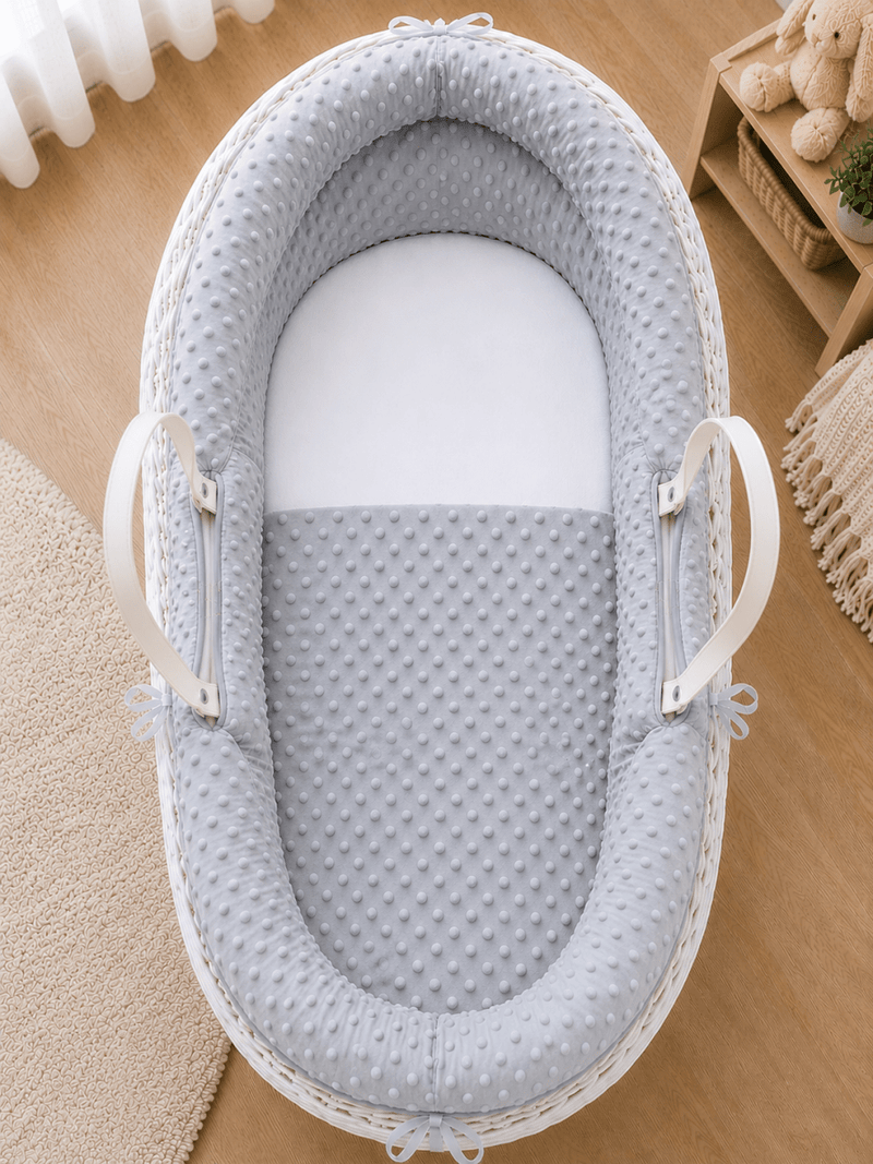 Pod Grey Dimple Moses Basket Bedding Set