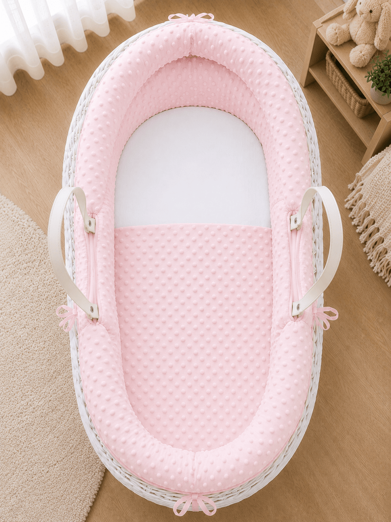 Pod Pink Dimple Moses Basket Bedding Set