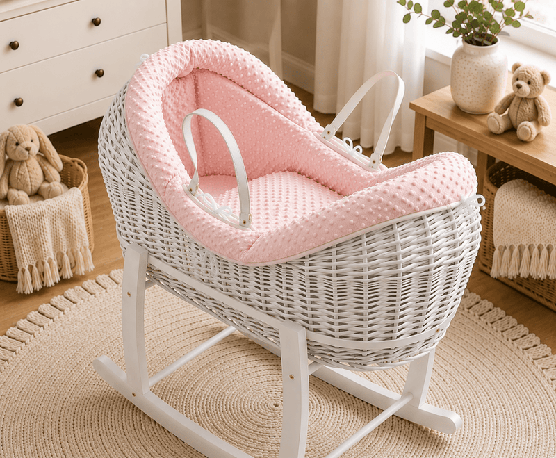Pod Pink Dimple Moses Basket Bedding Set