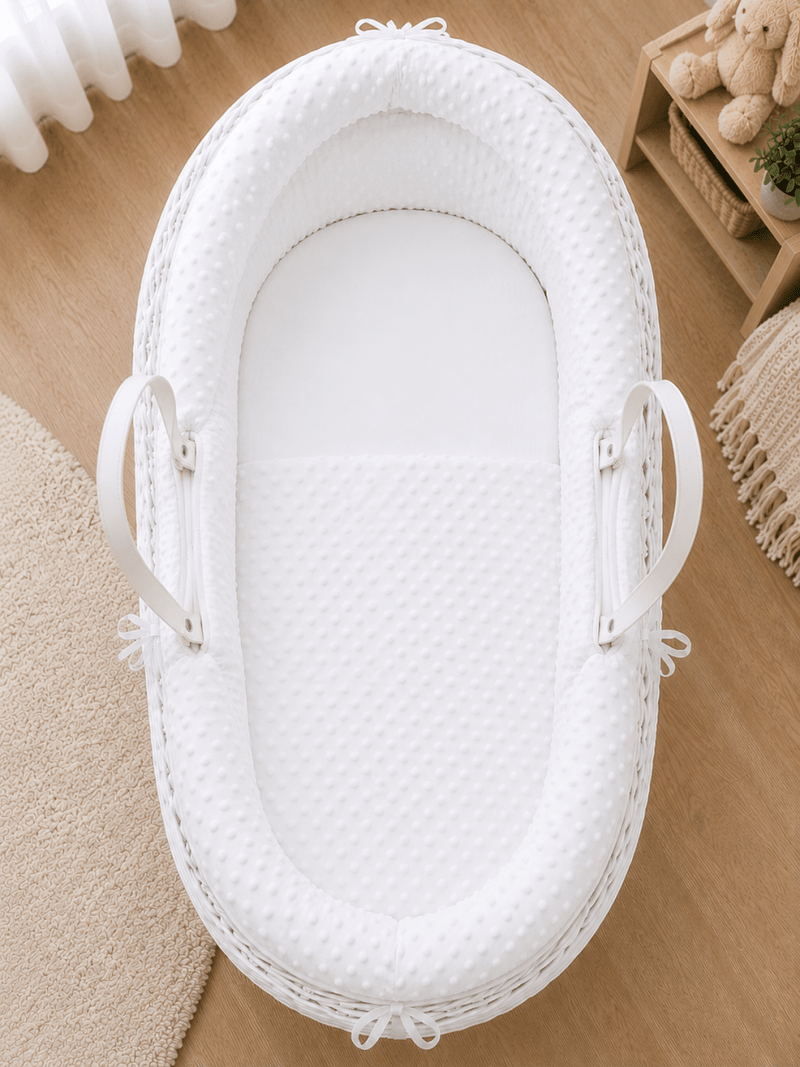 Pod White Dimple Moses Basket Bedding Set