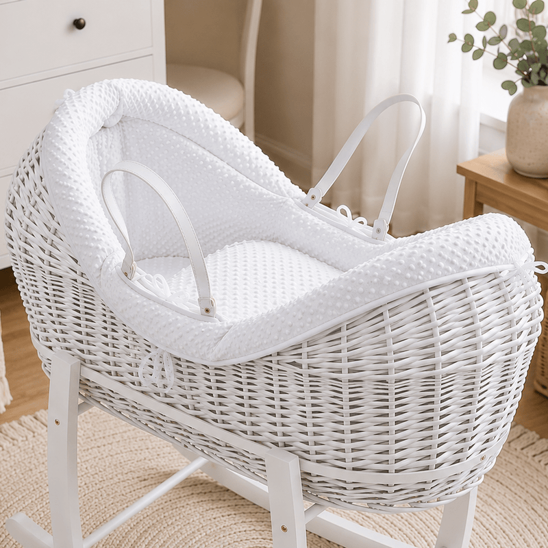 Pod White Dimple Moses Basket Bedding Set