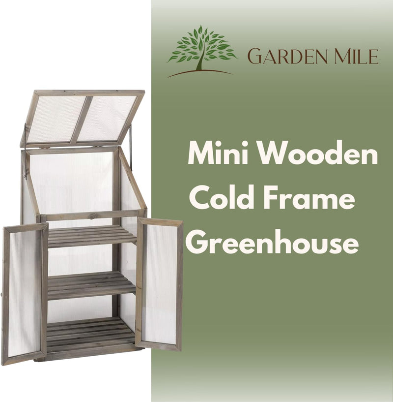 Wooden Cold Frame Mini Greenhouse 3 Tier with Hinged Lid