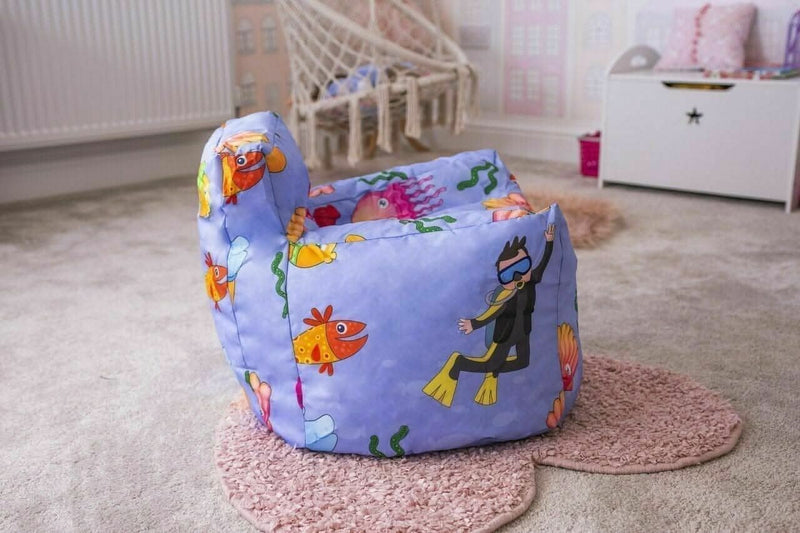 Lilac Pale Blue Kids Sea Pattern Bean Bag Cover Only