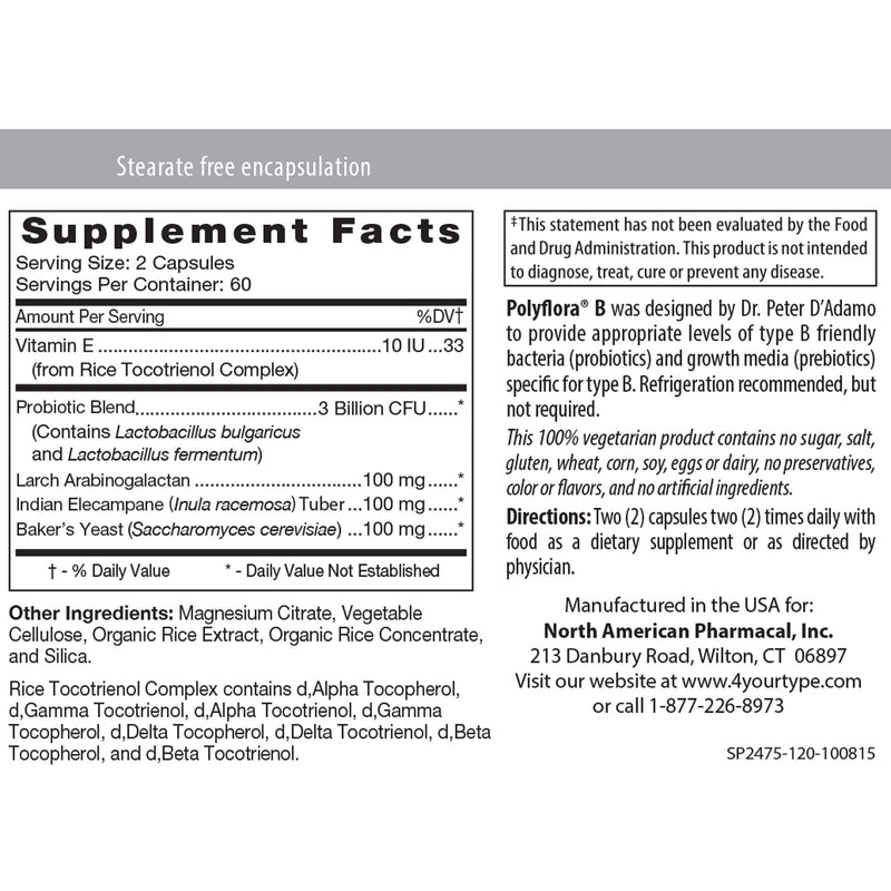 Polyflora B 120 VegCaps (POLY8) – Probiotic Supplement | 100% Veggie Capsules