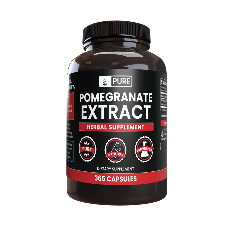 Pure Original Pomegranate Extract Capsules (365) – No Magnesium or Rice Fillers, Lab Verified