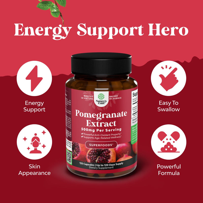 Pomegranate Antioxidant Supplement by Reds – Heart Health & Joint Support (120ct)
