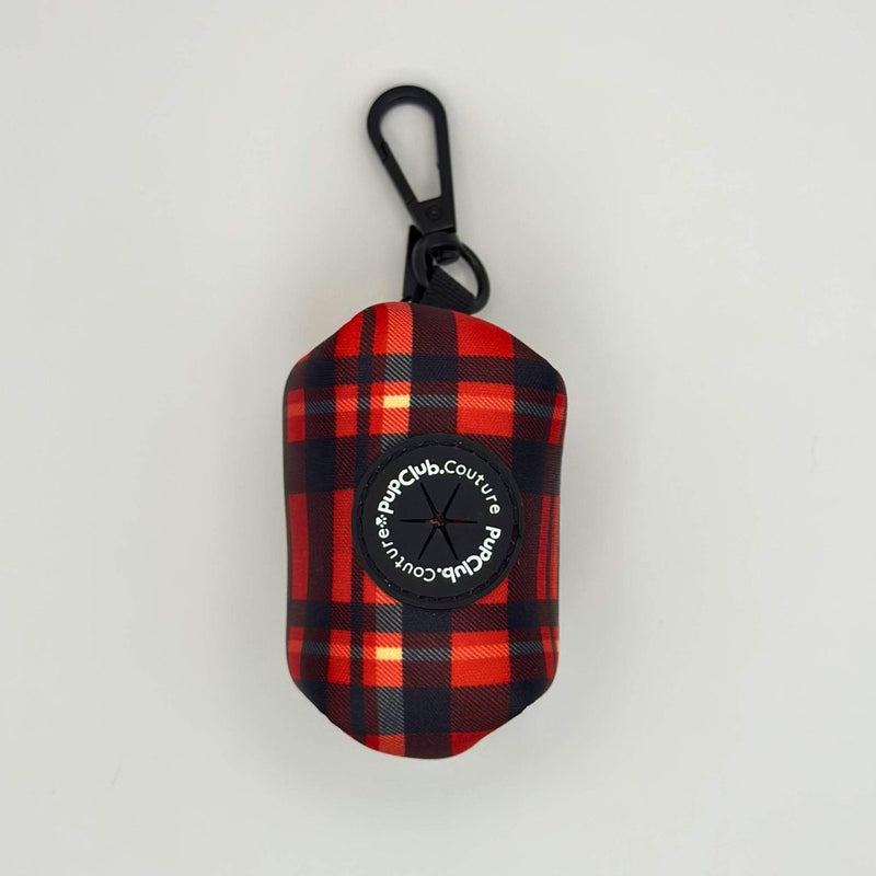 PupClub Dog Poo Bag Holder - Red Tartan