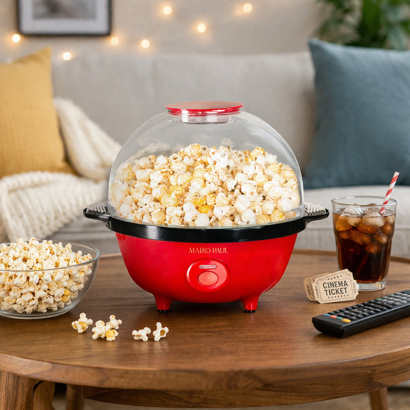 5L Non-Stick Popcorn Machine with Integrated Serving Bowl
