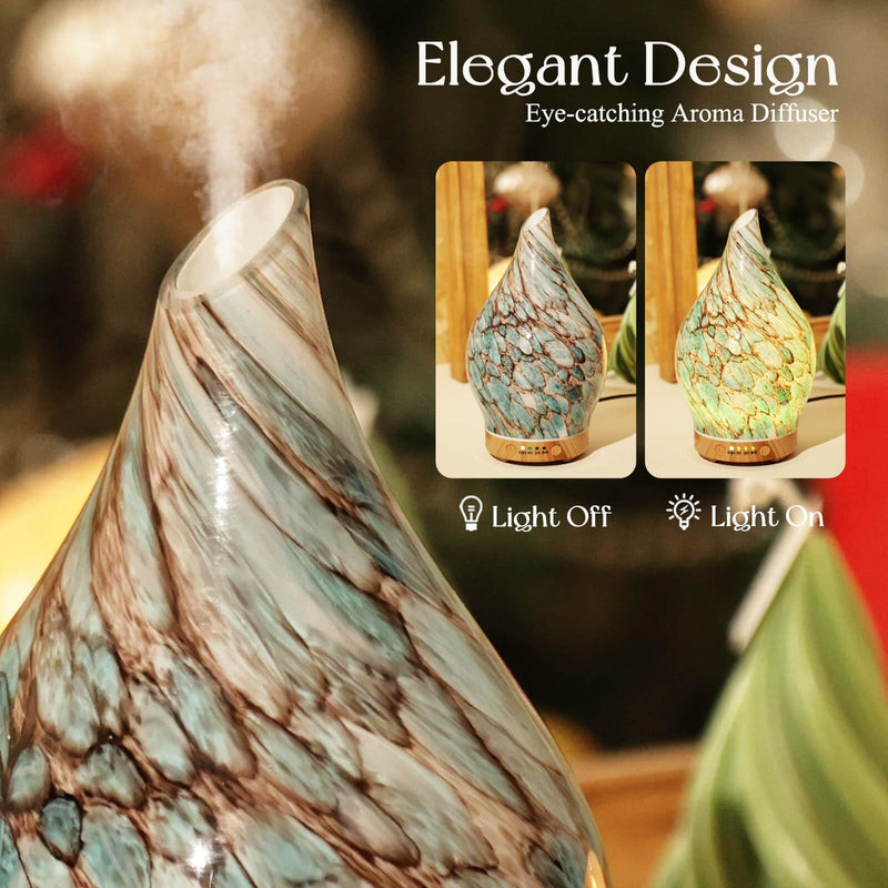 Porseme 100ml Glass Essential Oil Diffuser – Color-Changing Aromatherapy Ultrasonic Diffuser