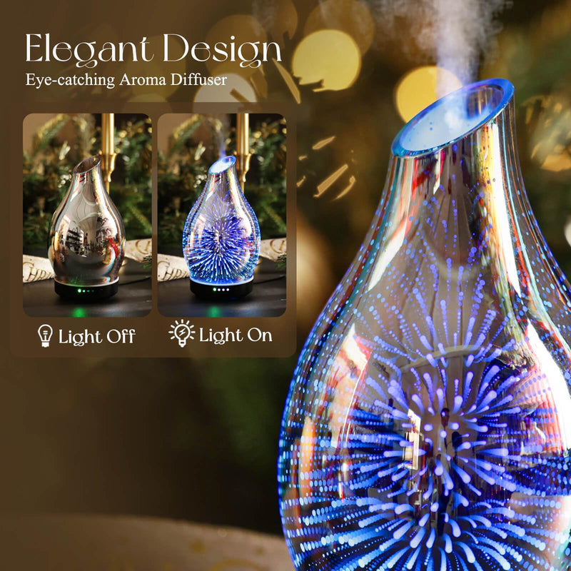 Porseme 150ml Glass Essential Oil Diffuser – 7-Color LED, Auto-Off, Ultrasonic Mist