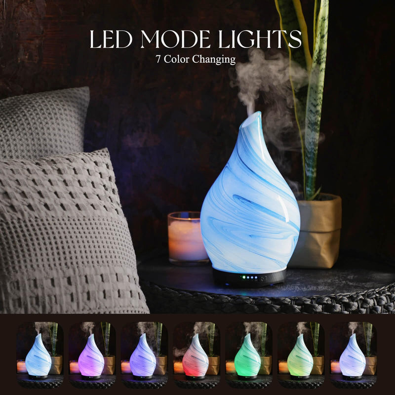Porseme 280ml Essential Oil Diffuser – Blue Ink | Glass, Auto-Off, 7h Run Time