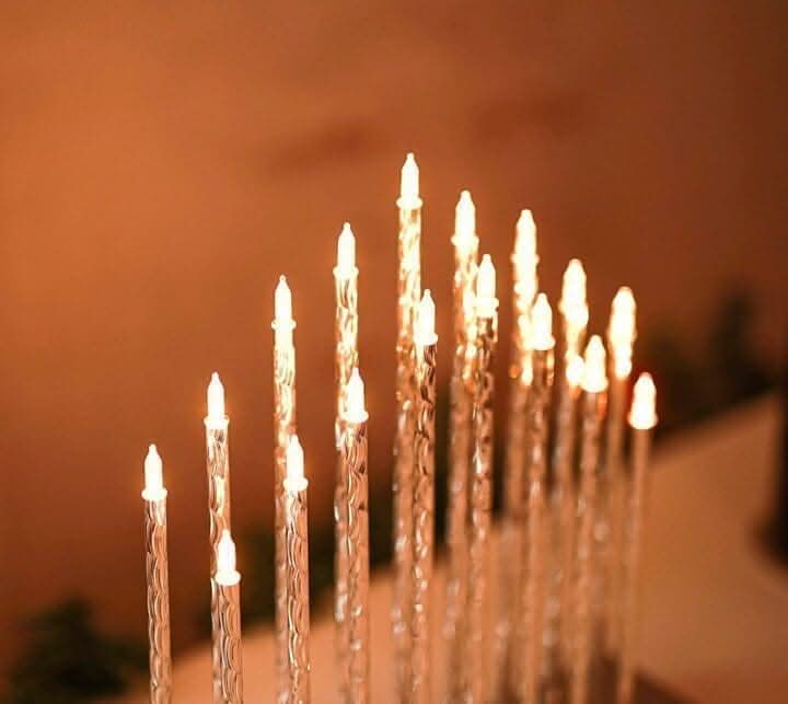 Christmas 17 Warm White LED Pipe Candle Bridge (Silver)