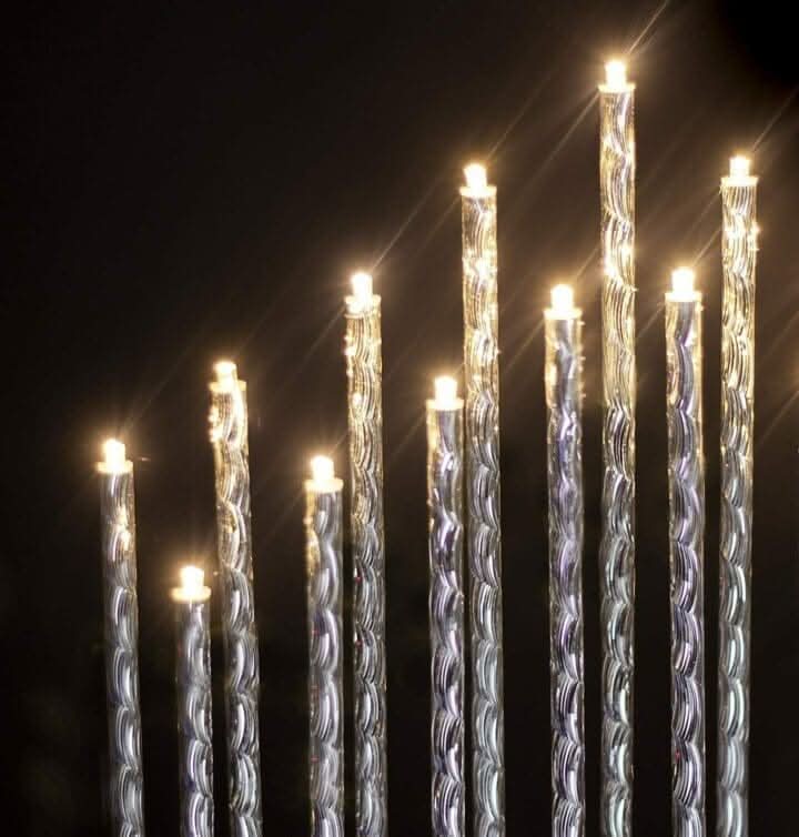 Christmas 17 Warm White LED Pipe Candle Bridge (Silver)