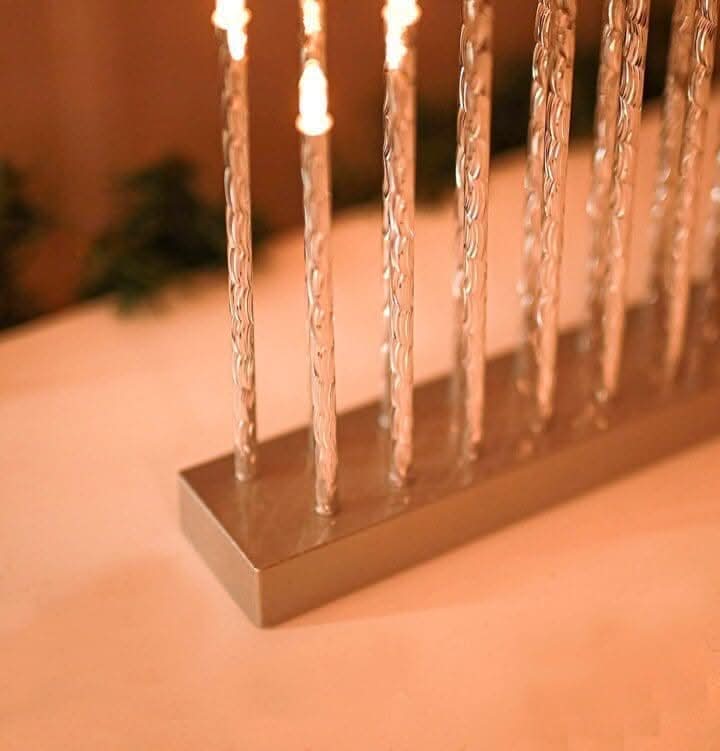 Christmas 17 Warm White LED Pipe Candle Bridge (Silver)