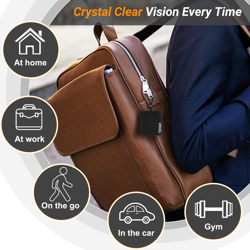 2-Sided Glasses Cleaner & Polishing Cloths Keychain – Portable Microfiber Lens Cleaning Kit (6x6 inch)