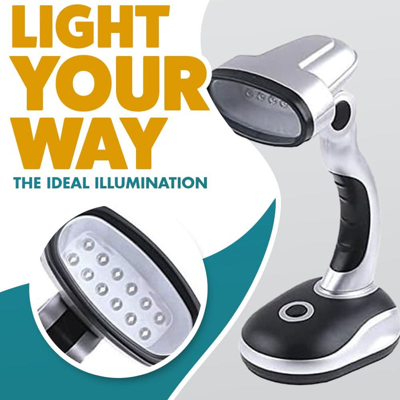 12 LED Portable Desk Lamp with Adjustable Head and Handle