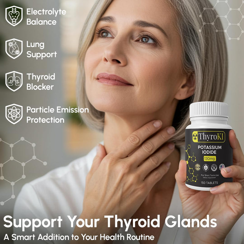 Potassium Iodide 130 mg Tablets – Thyroid & Respiratory Support – Made in USA | 300 Tablets (Pack of 2)