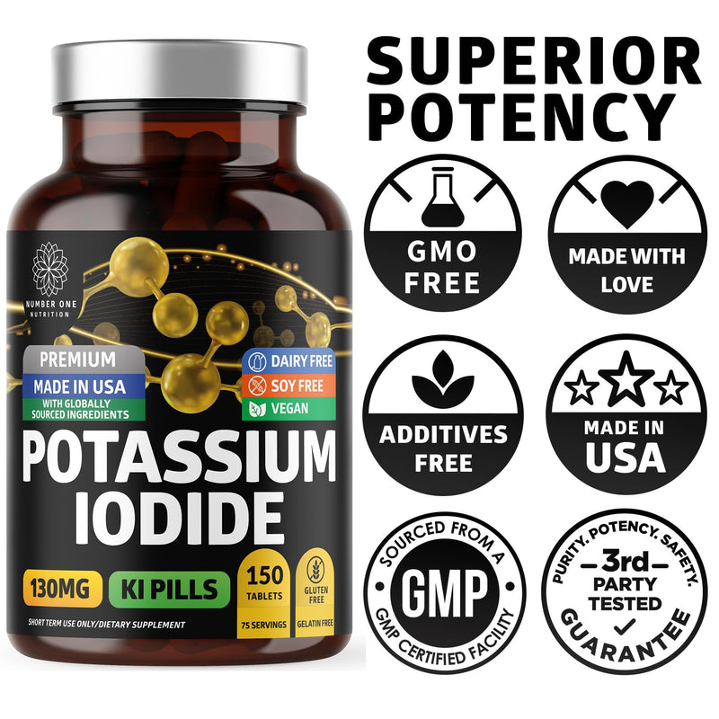 Premium Potassium Iodide Tablets – 130 mg/Serving, 300 Count