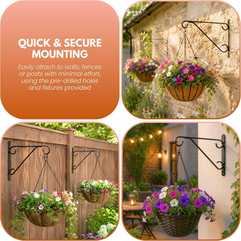 2 Pack Heavy Duty Hanging Basket Wall Brackets 14/16"