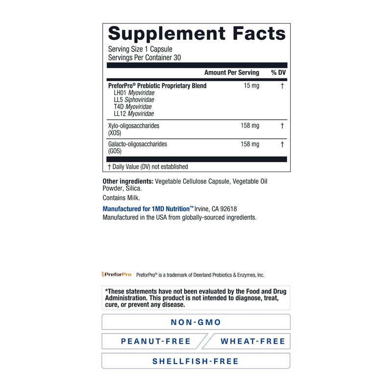 1MD Nutrition PreBioMD – Prebiotic with PreforPro® | Digestive Health