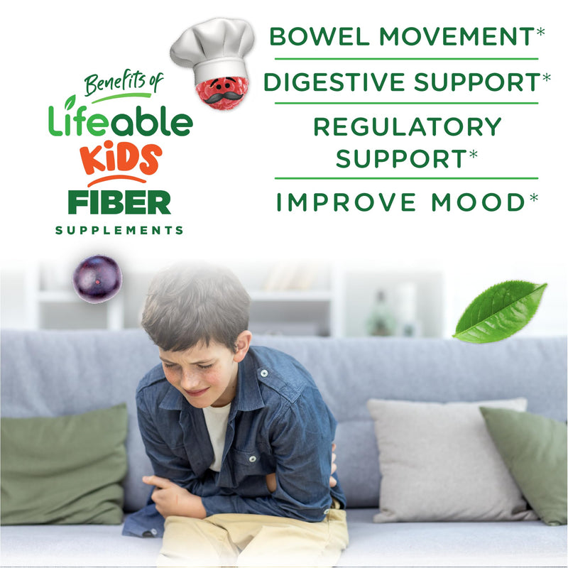 Lifeable Sugar Free Prebiotic Kids Fiber Gummies – 4g Fiber, Vegetarian, Digestive Health | 90 Probiotics Gummies