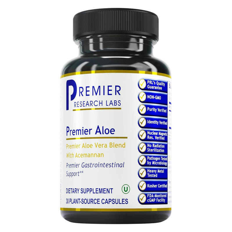 Premier Aloe Vera Capsules | Premier Research Labs – Acemannan, Digestive & Immune Support | 30 Vegetarian Capsules