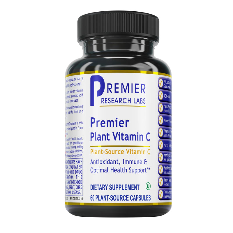 Premier Research Labs Vitamin C Supplement — Natural Whole-Food Vitamin C with Bioflavonoids & Organic Ingredients, 60 Vegetarian Capsules