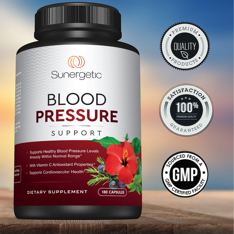 Premium Blood Pressure Support — Garlic, Hawthorn & Hibiscus (180 Capsules)