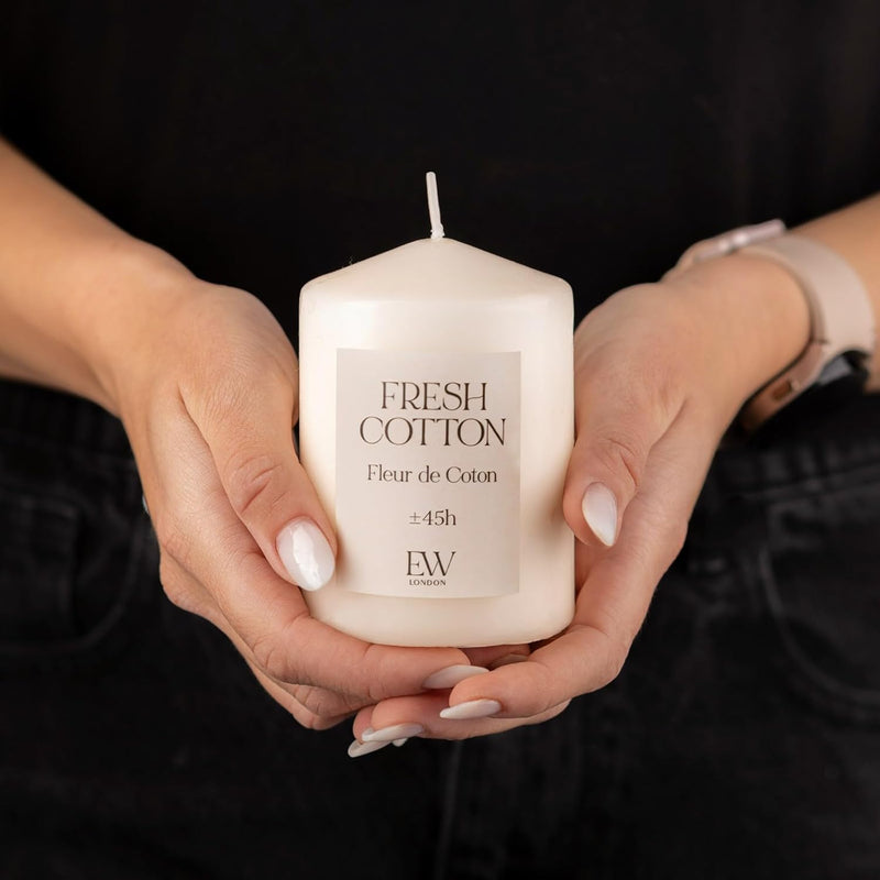 Fresh Cotton Scented Soy Wax Pillar Candle