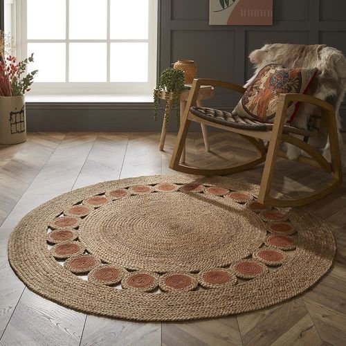 Prestwich Circle Hand Braided 140D Orange Rug - InStock