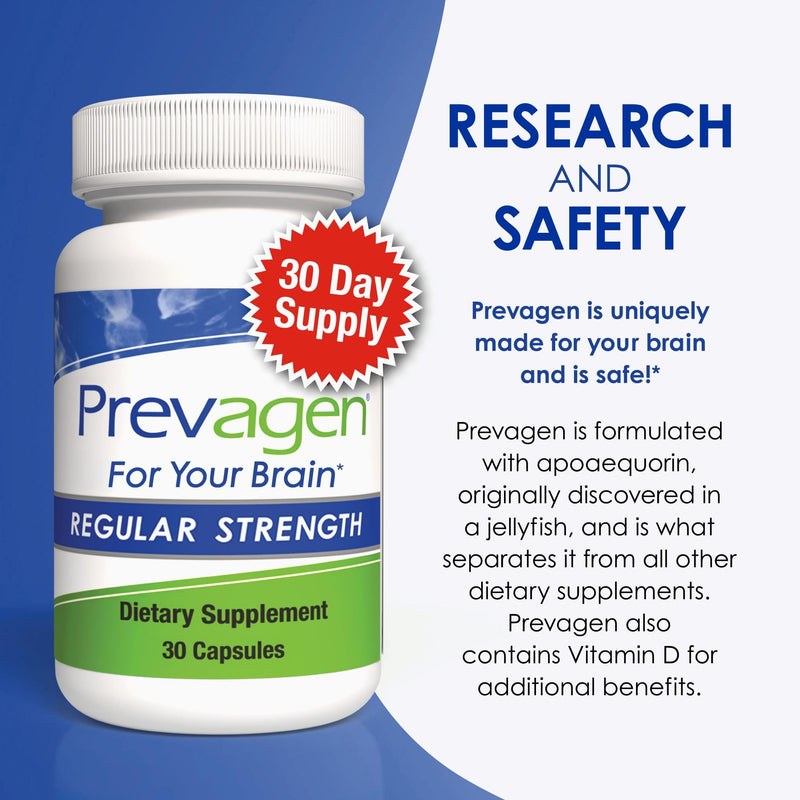 Prevagen Regular Strength – 30 Capsules (2 Pack) | 10 mg Apoaequorin + Vitamin D3
