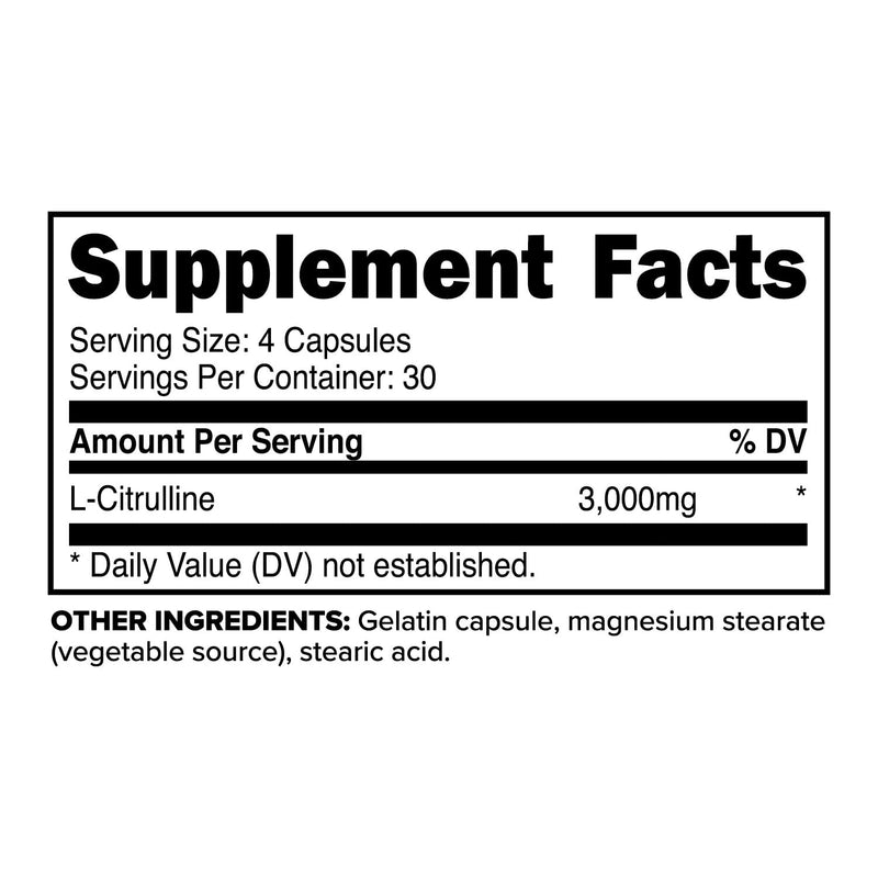 Primaforce L-Citrulline 3000mg – 120 Capsules, 30 Servings