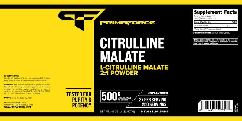 PrimaForce L-Citrulline Malate Powder – Unflavored, 500g | Vegan, Non-GMO