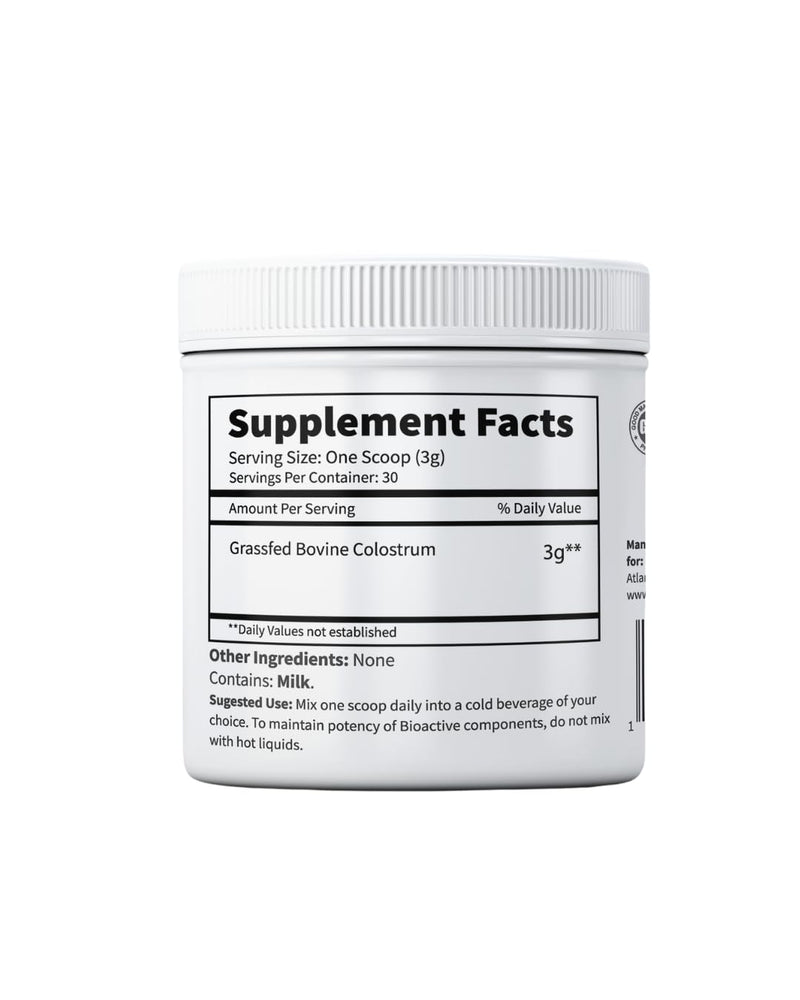 Primal Being Grassfed Colostrum Powder – Immune Support, Gut Health, Recovery (90 g, 3000 mg/serving)