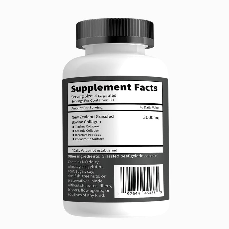 Primal Being Grass-Fed Beef Cartilage Collagen (Type I-V & XI) – Hair, Skin, Nails & Joints | 120 Capsules