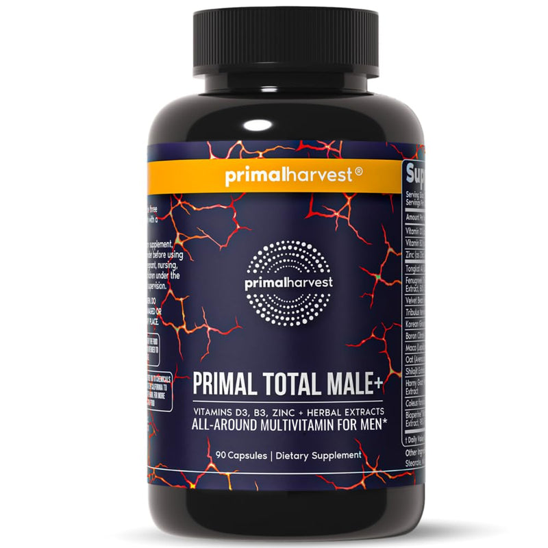 Primal Harvest Total Male+ Multivitamin for Men – Energy & Vitality (90 Count)